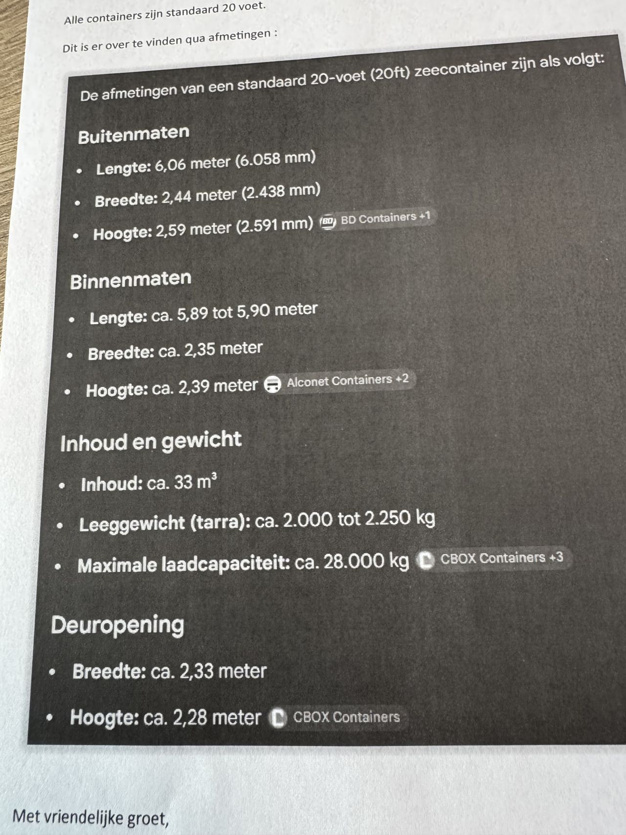 Zeecontainers 20 voet
