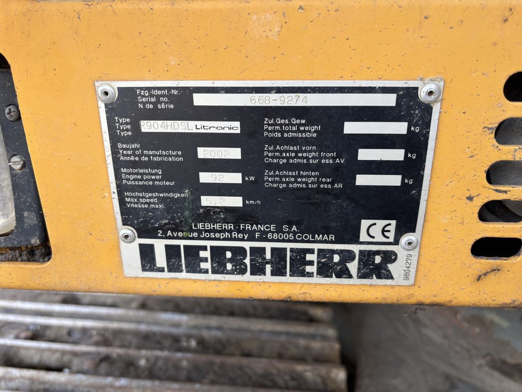 Liebherr R904 HDSL Litronic. Hydr-Snelwissel met Bak.