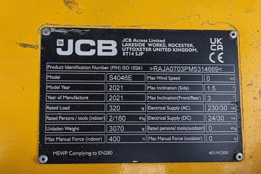 JCB S4046E Valid inspection, 14m Working Height, 320kg