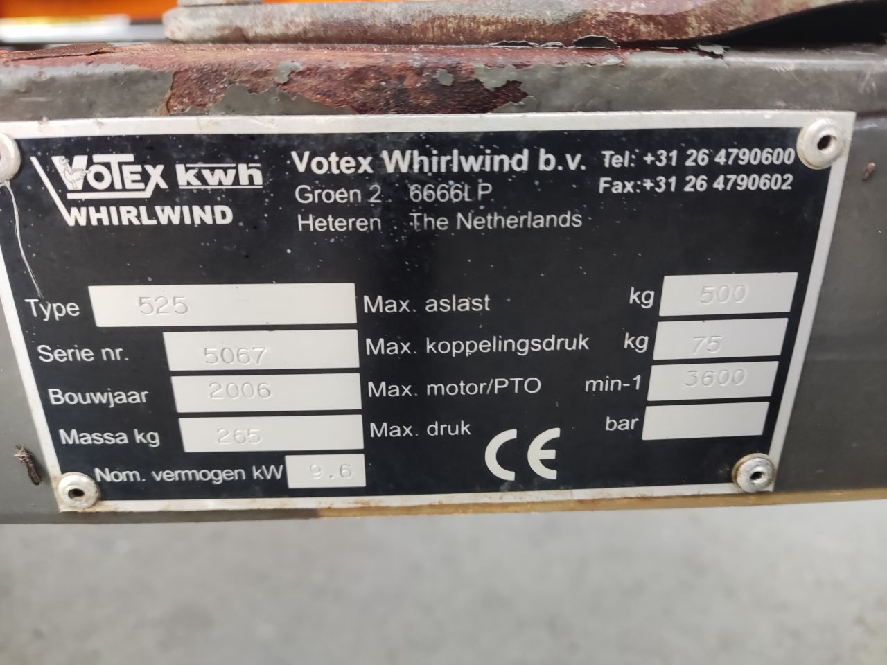 VOTEX bladzuiger / truckloader (type 525, Honda, 5 meter slang)