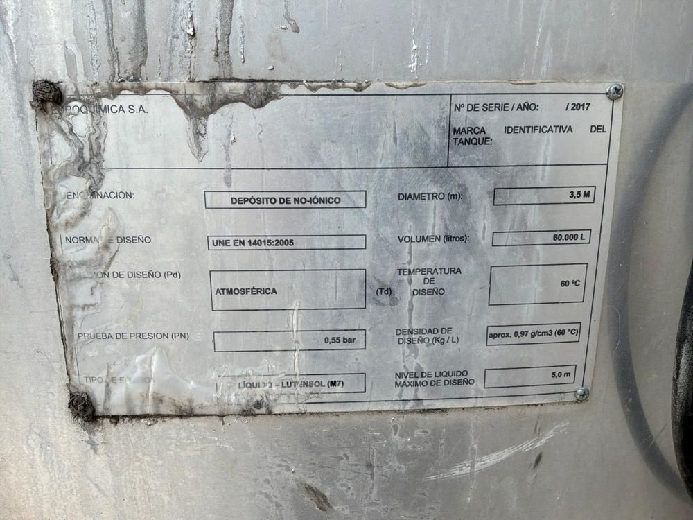 2017 isolated storage tank (60 m³) 60,000 litres